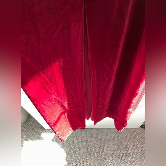 NWT Lulus Feeling Flawless Wine Red Velvet V-Neck Maxi Dress - Picture 6 of 7
